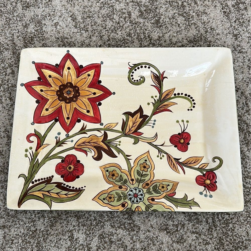 Pier 1 Floral Carynthum Decorative Tray